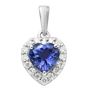RHAPSODY 950 Platinum AAAA Tanzanite (Hrt 1.51 Ct) and Diamond (VS/E-F) Heart Pendant 1.75 Ct.