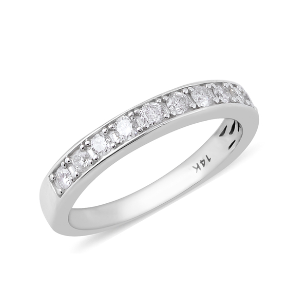 New York Close Out Deal 0.25 Ct Diamond Band Ring in 14K White Gold I1 I2 GH