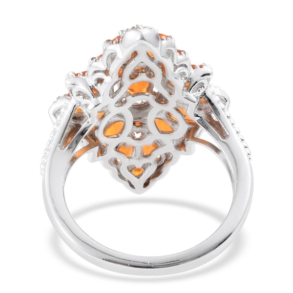 Jalisco Fire Opal (Ovl) Ring in Platinum Overlay Sterling Silver 2.360 Ct. Silver wt 5.23 Gms.