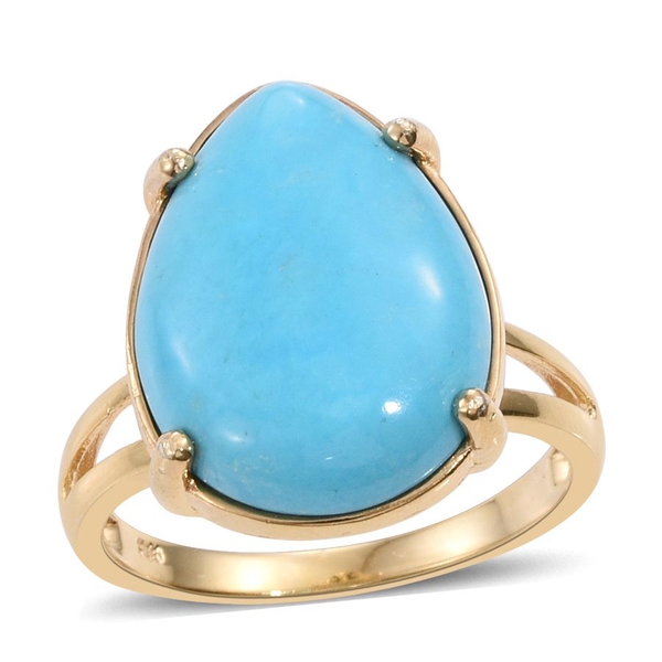 Rare Size Arizona Sleeping Beauty Turquoise (Pear) Ring in 14K Gold Overlay Sterling Silver 10.500 C