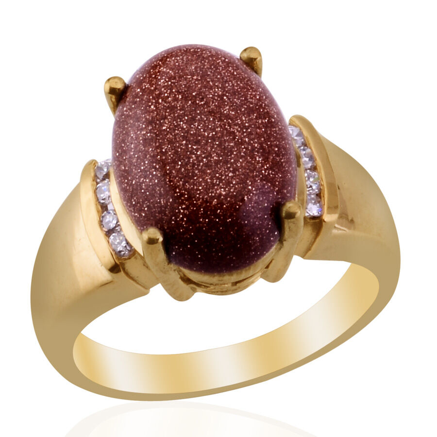 KARIS Collection - Gold Sandstone Simulated Diamond Gold Bond Brass Ring   5.030  Ct.