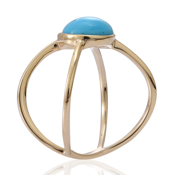 9K Y Gold Arizona Sleeping Beauty Turquoise (Rnd) Solitaire Ring 2.000 Ct.