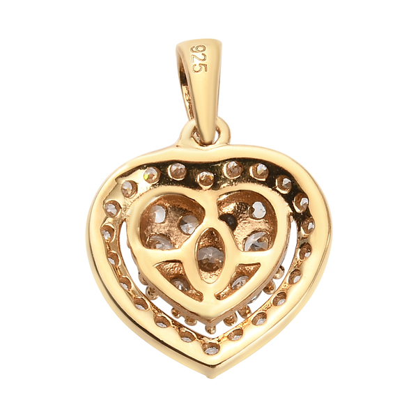 Lustro Stella 14K Yellow Gold Sterling Silver Heart Pendant Made with Finest CZ 1.41 Ct.