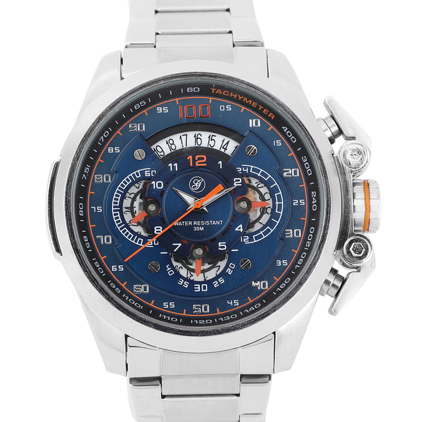 GENOA Dark Blue Multilayer Dial 3 ATM Water Resistant Watch in Silver Colour Chain Strap