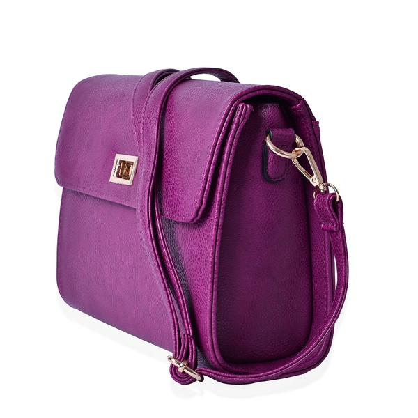 Marylebone Classic Deep Purple Colour Crossbody Bag with Adjustable and Removable Strap (Size 27x20x9 Cm)