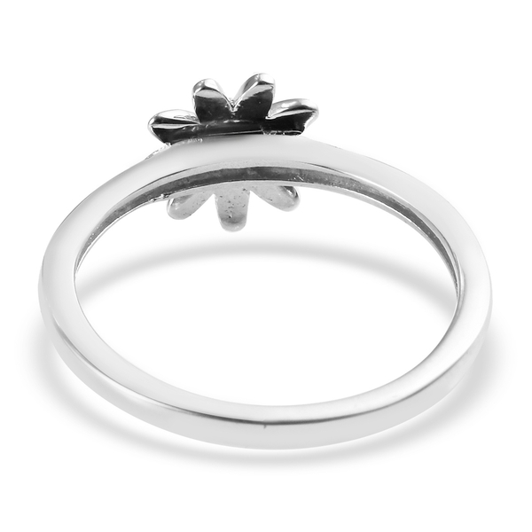 Platinum and Yellow Gold Overlay Sterling Silver Daisy Flower Ring