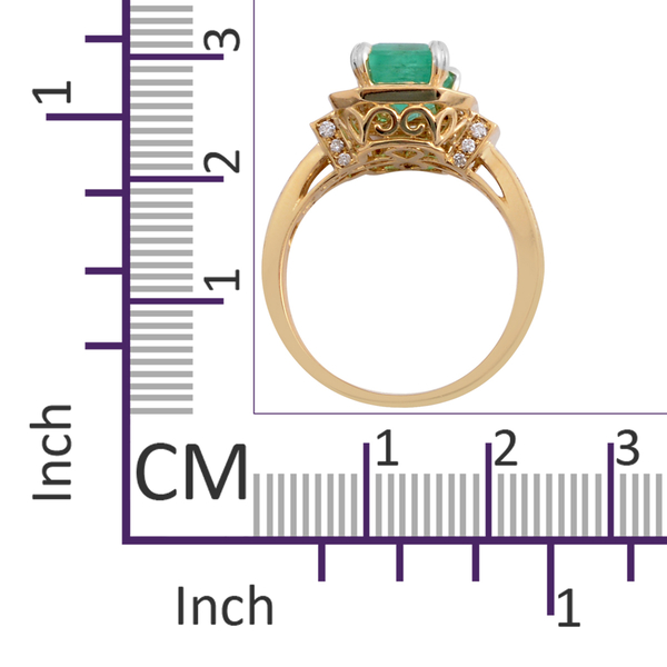 ILIANA 18K Yellow Gold AAAA Boyaca Colombian Emerald, Diamond (SI-G-H) Ring, 3.10 Ct, Gold wt 5.06 Gms.