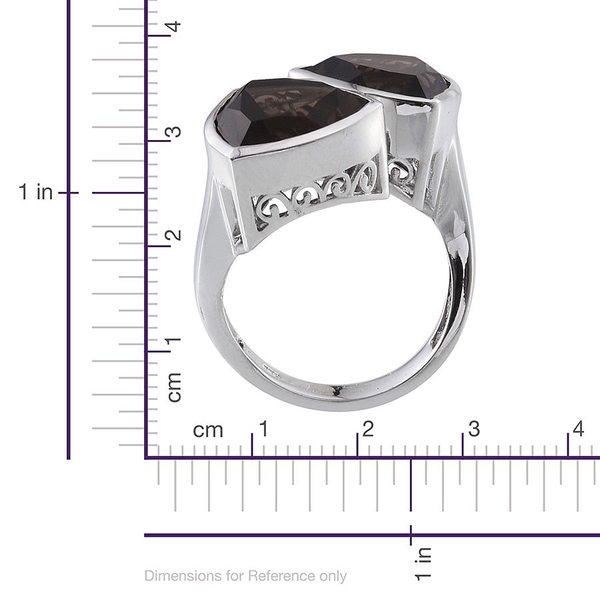 Brazilian Smoky Quartz (Trl) Ring in Platinum Overlay Sterling Silver 10.000 Ct. Silver wt. 7.70 Gms.