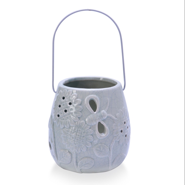 Blue Colour Sunflower Pattern Ceramic Lantern