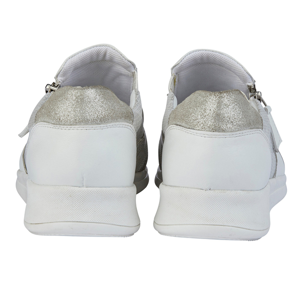 Lotus Stressless Leather Alicante Trainers (Size 4) - White and Silver