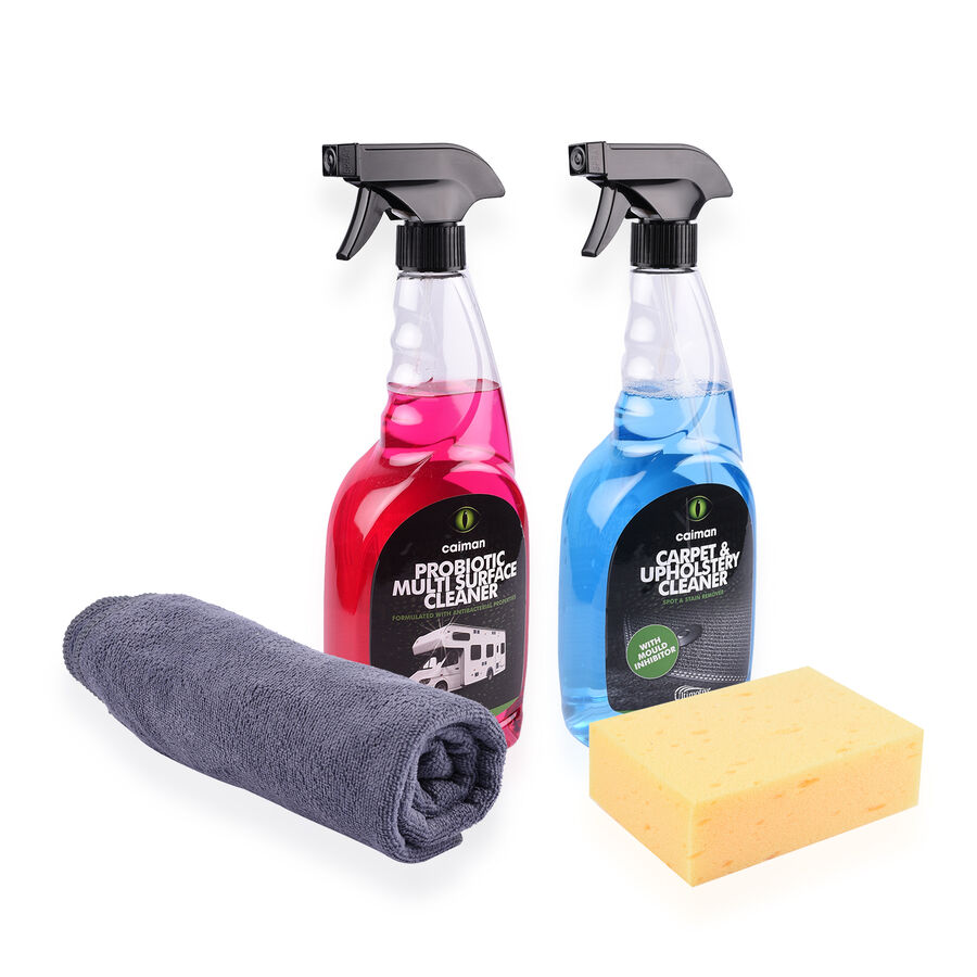 Caiman Pack Of 2 - Multi Surface Cleaner And Multi-Purpose Cleaner - Carpet & Upholstery Cleaner (Includes Sponge & Cloth)