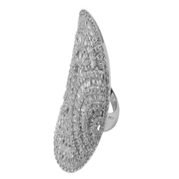 ELANZA AAA Simulated Diamond (Bgt) Cluster Ring in Rhodium Plated Sterling Silver