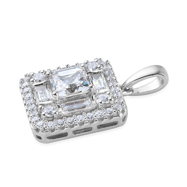 Lustro Stella Platinum Overlay Sterling Silver Pendant Made with Finest CZ 4.99 Ct.