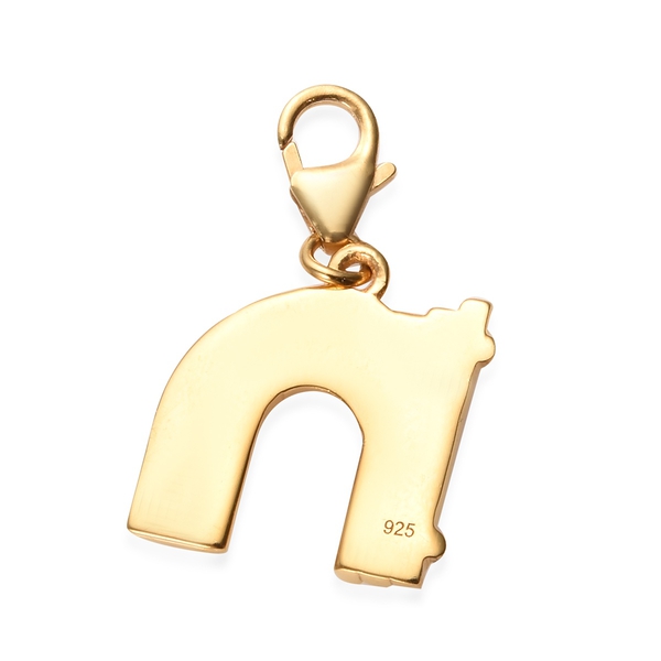 Diamond (Rnd) Initial N Charm in 14K Gold Overlay Sterling Silver