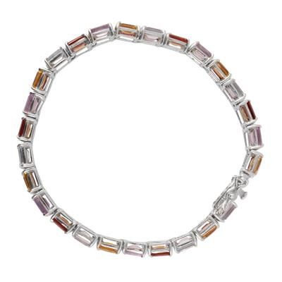 Amethyst (Oct), Citrine, Indian Garnet and Sky Blue Topaz Bracelet in Sterling Silver (Size 7.5) 32.