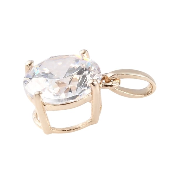 Lustro Stella 9K Yellow Gold Solitaire Pendant Made with Finest CZ 2.28 Ct.