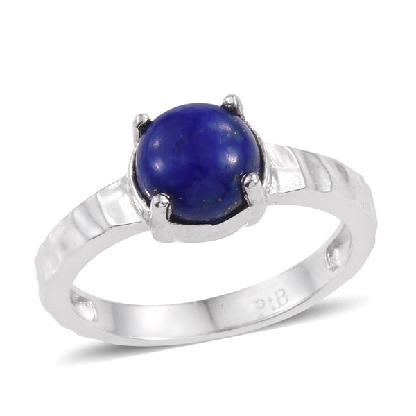 Set of 4 - Malachite (Rnd 1.50 Ct), Purple Opal, Morogoro Peach Sun Stone and Lapis Lazuli Solitaire Ring in ION Plated Platinum Bond 5.000 Ct.