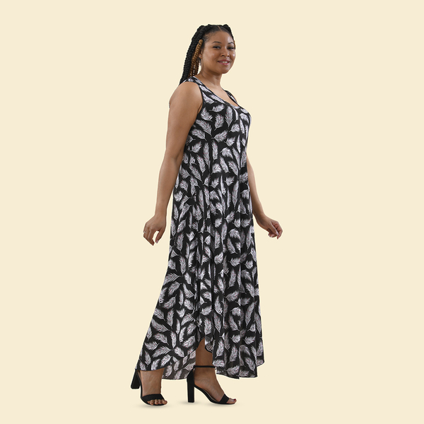 TAMSY 100% Viscose Printed Maxi Dress (Size 8-22) - Black