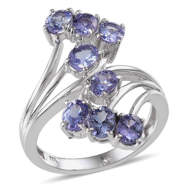 Tanzanite (Ovl) Crossover Ring in Platinum Overlay Sterling Silver 2.750 Ct.