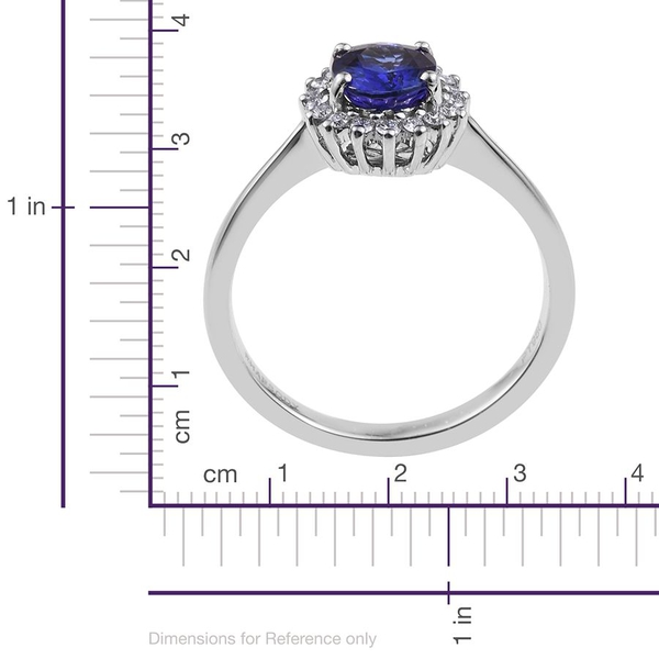 RHAPSODY 950 Platinum AAAA Tanzanite (Ovl 1.60 Ct), Diamond (VS E-F) Halo Ring 1.750 Ct.