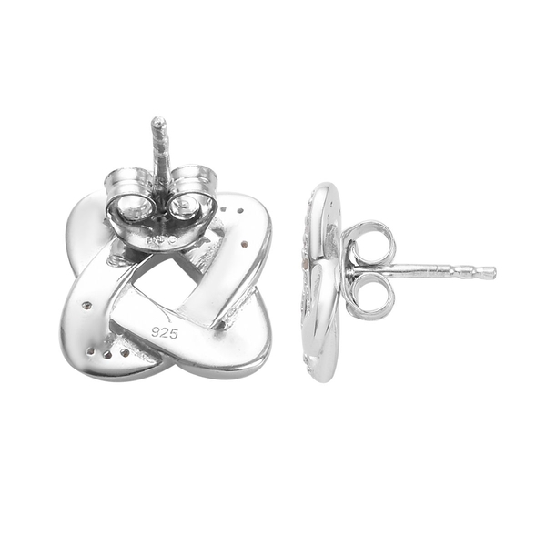 0.15 Carat Diamond Knot Stud Earrings (with Push Back) in Platinum Overlay Sterling Silver