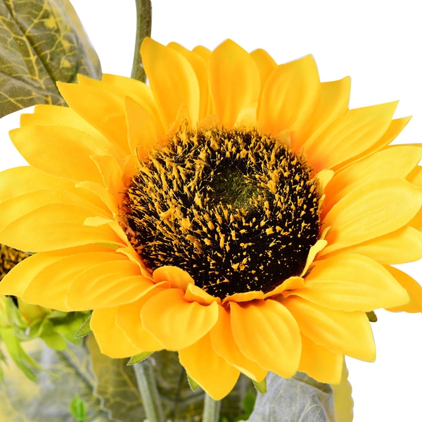 (Option 4) Home Decor - Sunflower Artificial Potted Plant (Size 40x38 Cm)