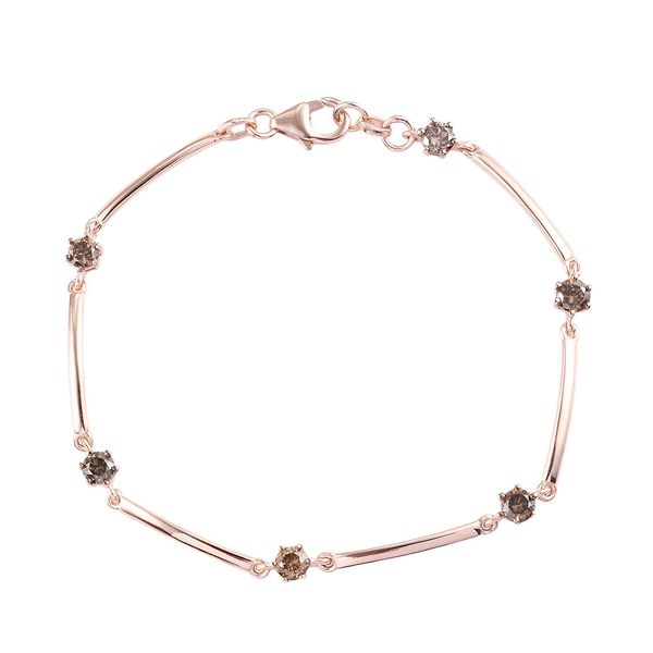Champagne Diamond Bracelet (Size - 7.5) in Rose Gold Overlay Sterling Silver 1.23 Ct.