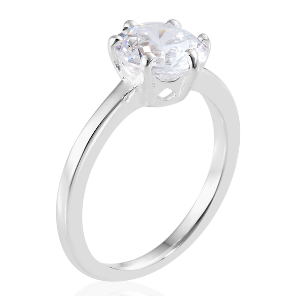 J Francis - Sterling Silver (Rnd 8mm) Solitaire Ring Made with Finest CZ
