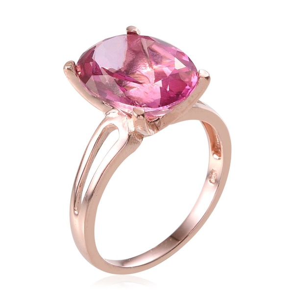 Mystic Pink Coated Topaz (Ovl) Solitaire Ring in Rose Gold Overlay Sterling Silver 10.000 Ct.