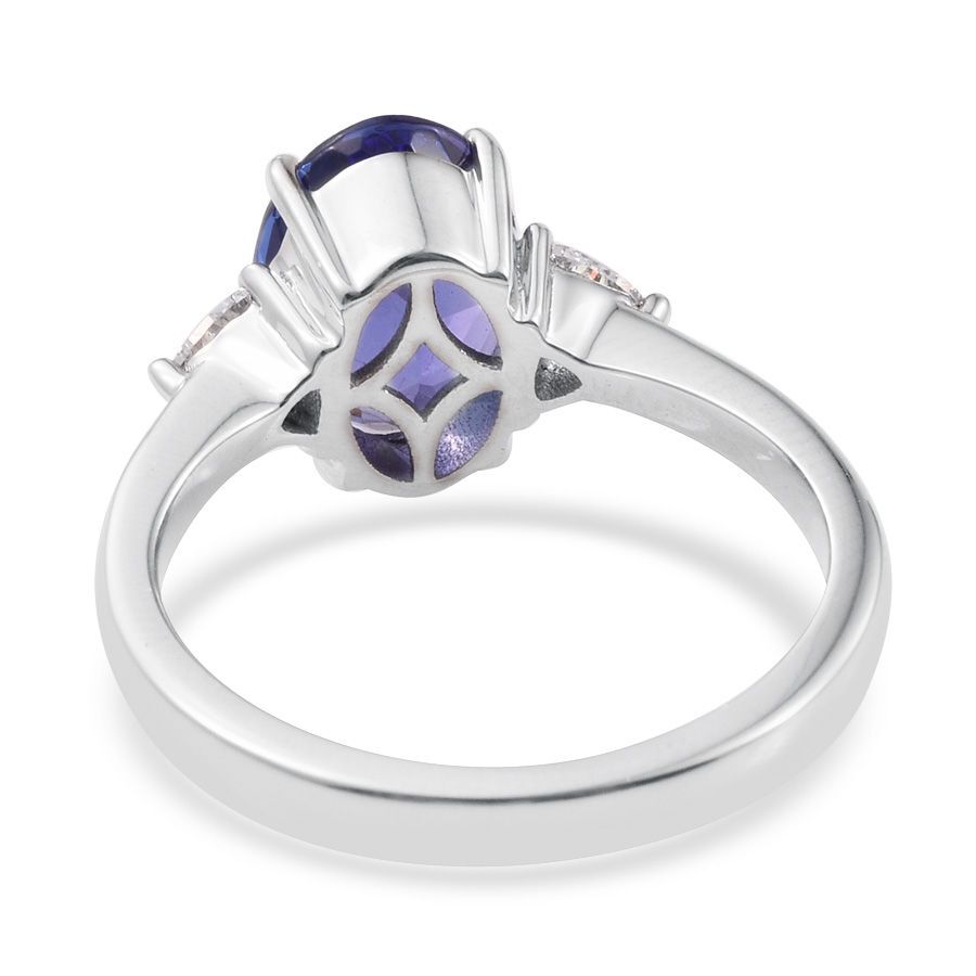 RHAPSODY 950 Platinum 3 Carat AAAA Tanzanite Oval, Diamond VS E-F Ring.