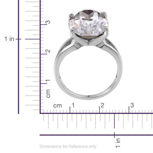 - White Crystal (Ovl) Ring in ION Plated Platinum Bond 10.500 Ct.