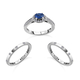 Set of 3 - Kashmir Kyanite and Natural Cambodian Zircon Ring in Platinum Overlay Sterling Silver 1.41 Ct, Silver Wt. 6.00 Gms