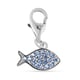 Charmes De Memoire Simulated Diamond Fish Charm in Platinum Overlay Sterling Silver
