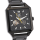 Close Out Deal - GENOA Automatic Movement Black Skeleton Style Dial 5 ATM Water Resistant Watch with Black Chain Strap