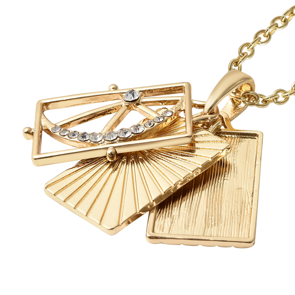 White Austrian Crystal Pendant With Chain (Size - 24 With 2 Inch Extender ) in Yellow Gold Tone