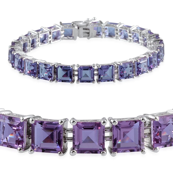 Lavender Alexite (Sqr) Bracelet in Platinum Overlay Sterling Silver (Size 8) 35.000 Ct.