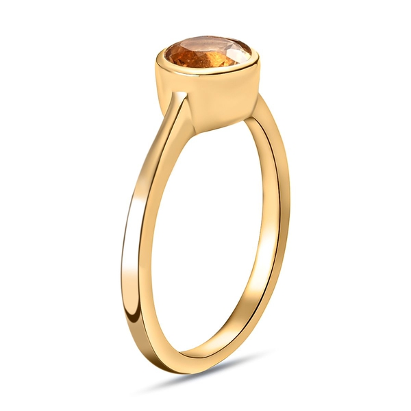 Citrine Solitaire Ring in 18K Vermeil Yellow Gold Plated Sterling Silver