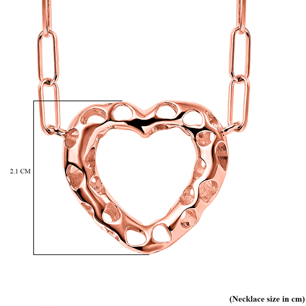 RACHEL GALLEY Amore Collection - 18K Vermeil Rose Gold Overlay Sterling Silver Heart Paperclip Necklace (Size - 20),