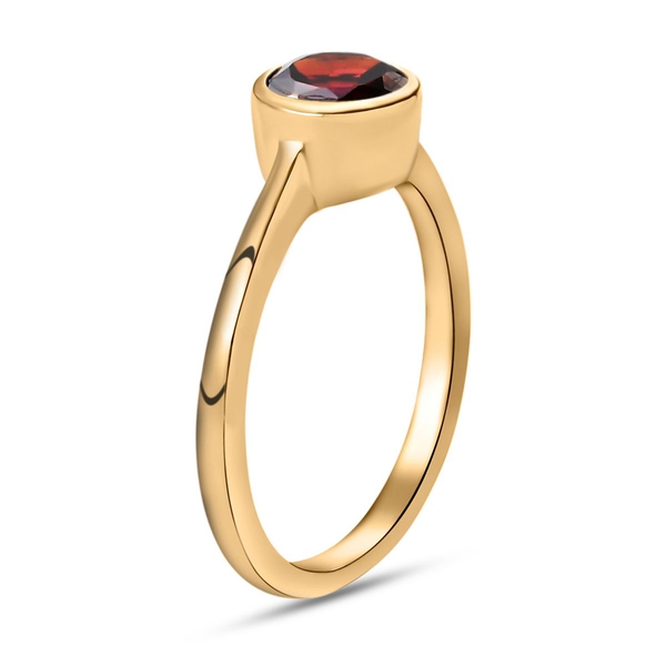 Mozambique Garnet Solitaire Ring in 14K Vermeil Yellow Gold Plated Sterling Silver 1.00 Ct