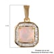 Asscher Cut Ethiopian Welo Opal and Diamond Halo Pendant in 14K Gold Overlay Sterling Silver 1.15 Ct.