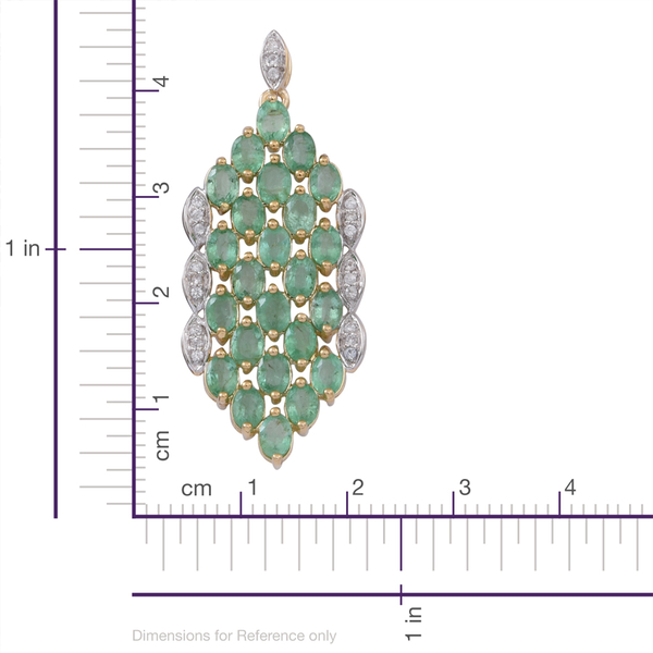 9K Y Gold AAAA Kagem Zambian Emerald (Ovl), Natural Cambodian White Zircon Pendant 3.750 Ct.