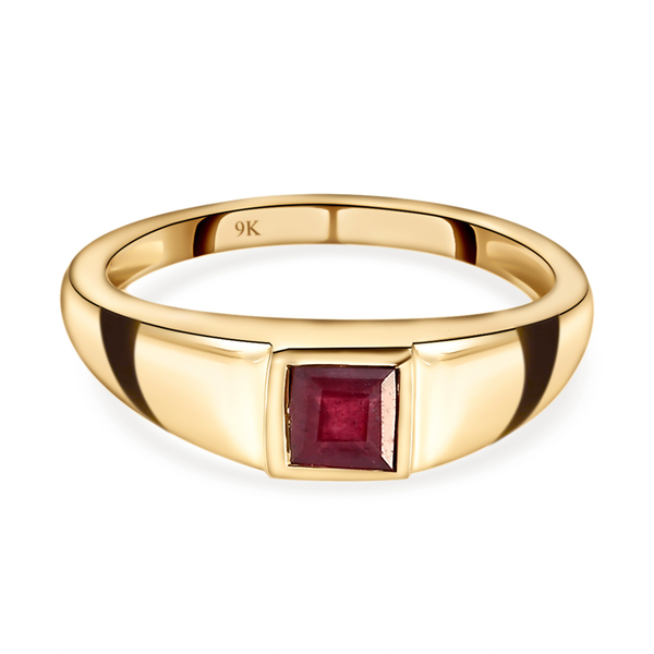 9K Yellow Gold AA African Ruby (FF) Solitaire Ring