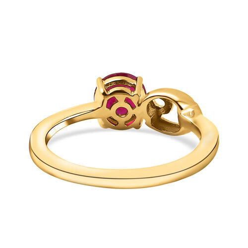 July Ruby Zodiac Cancer Sign Ring in Gold Plated Silver, 1.15 Ct