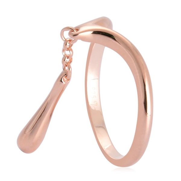 LucyQ Wishbone Water Droplet Ring in Rose Gold Overlay Sterling Silver