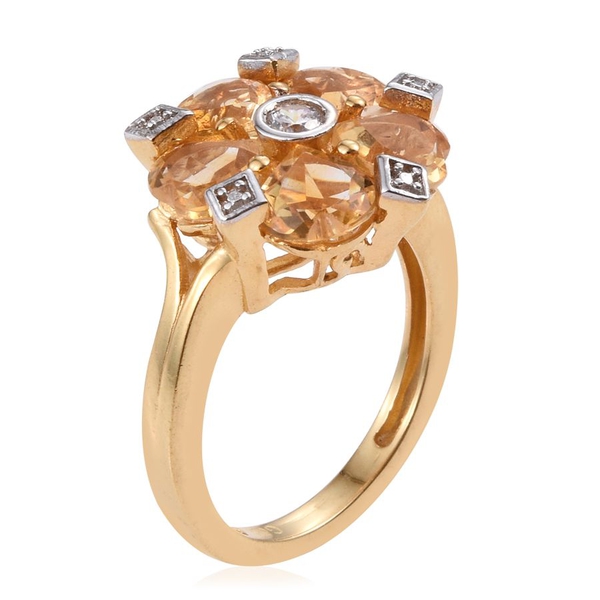 Citrine (Hrt), Simulated Diamond Ring in ION Plated 18K Yellow Gold Bond 3.500 Ct.