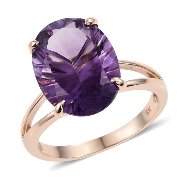 9K Y Gold AAA Natural Uruguay Amethyst (Ovl) Solitaire Ring 8.000 Ct.