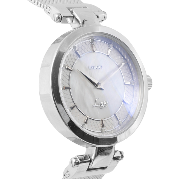 KYBOE Lago Elegance 12 Glowing Diamonds Studded LED Watch - Silver - 36mm dial