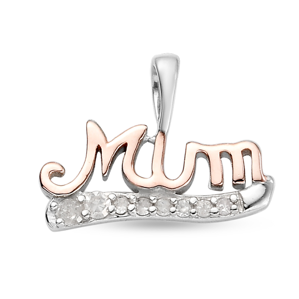 Diamond MUM Pendant Rose Gold And Platinum Overlay in Sterling Silver
