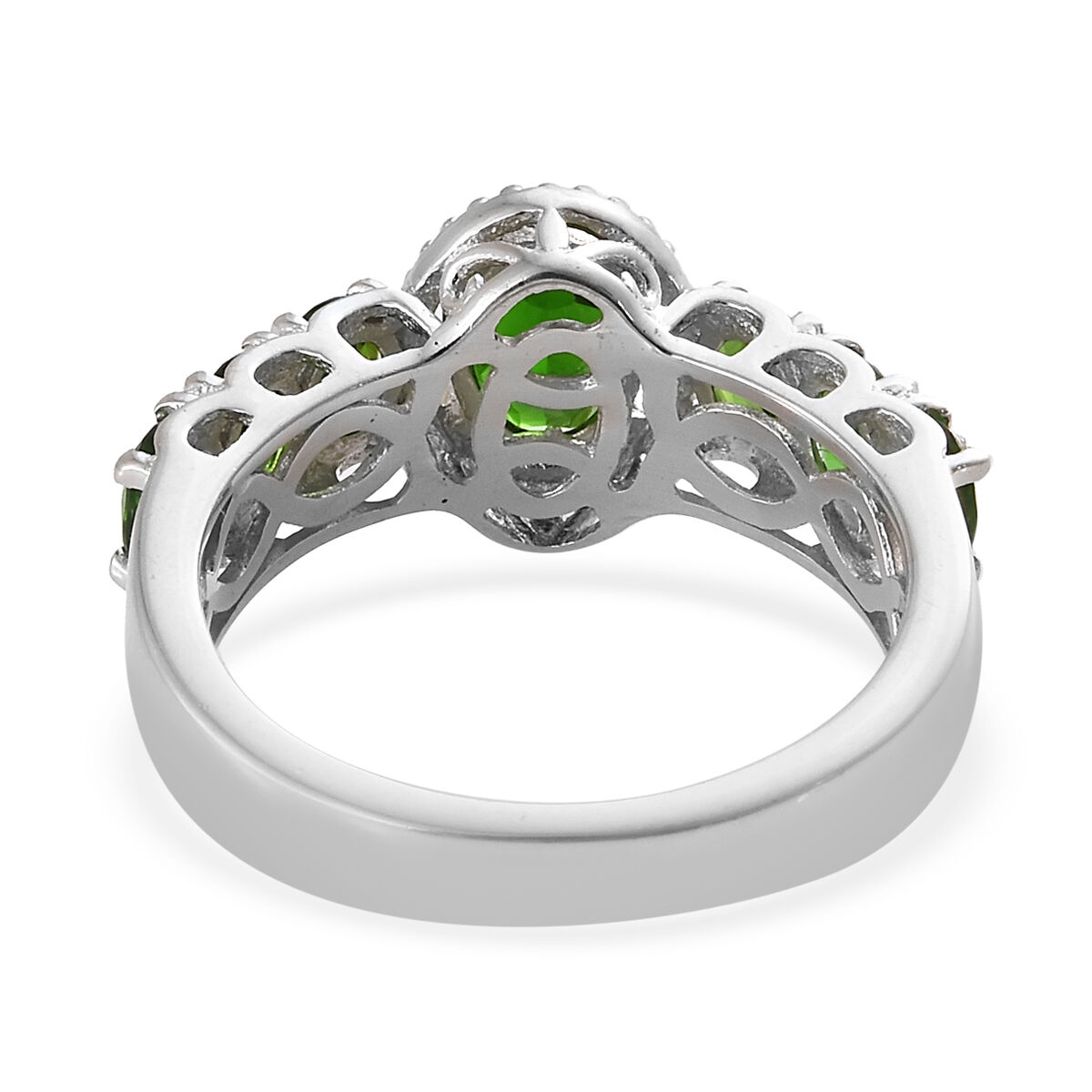 GP - Chrome Diopside & Blue Sapphire Ring in 18K Vermeil Yellow Gold Plated Sterling Silver 1.85 Ct.