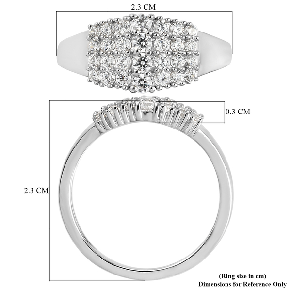 Lustro Stella Platinum Overlay Sterling Silver Ring Made with Finest CZ 1.38 Ct.